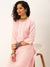 Round Neck Rayon Light Pink Kurta Set For Women