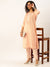 ZOLA Exclusive Round Neck Rayon All Over Yarn Dyed Stips With Embroidery Peach Straight Kurta Set For Women