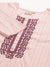 ZOLA Exclusive Round Neck Rayon All Over Stripe Machine Embroidery Pink Straight Kurta Set For Women