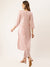 ZOLA Exclusive Round Neck Rayon All Over Stripe Machine Embroidery Pink Straight Kurta Set For Women