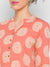 Buy online Zola Peach Cotton Mandarin Collar 3/4th Sleeves Marigold Printed Ethnic Wear Kurta for Women at ₹550