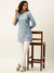 Round Neck Rayon All over Block Print Blue Straight Tunic For Women