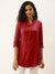 Solid Red Straight Tunic For Women