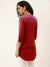 Rayon Dyed Strips Solid Red Straight Tunic For Women