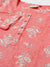 Round Neck Rayon Block Print Pink Straight Tunic For Women