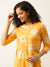 Round Neck Rayon All over Block Print Yellow Straight Tunic