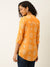 Mandarin Collar Block Print Yellow Straight Tunic For Women