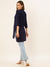 Rayon Solid Navy Blue Straight Tunic For Women
