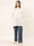 Mandarin Collar Rayon Solid White Straight Tunic For Women