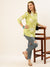ZOLA Exclusive Mandarin Collar Rayon All Over Botanical Print Green Straight Tunic For Women