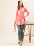 ZOLA Exclusive Mandarin Collar Rayon All Over Botanical Print Pink Straight Tunic For Women