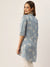 ZOLA Exclusive Mandarin Collar Rayon All Over Floral Print Blue Straight Tunic For Women