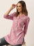 Floral Print Pink Straight Tunic For Women