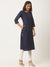 Navy Blue Cotton Solid Coloured Kurti For Women