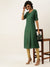 ZOLA Bottle Green Rayon A-Line Button - Down Kurti with Pockets