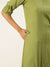 ZOLA Green Rayon A-Line Button - Down Kurti with Pockets