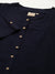 ZOLA Navy Blue Rayon A-Line Button - Down Kurti with Pockets