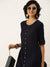 ZOLA Navy Blue Rayon A-Line Button - Down Kurti with Pockets