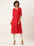 ZOLA Red Rayon A-Line Button - Down Kurti with Pockets