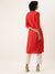 ZOLA Cotton Mandarian Collar 3/4th Sleeves Solid Red Ethnic Wear Kurti For Women