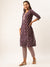 Cotton Ikat Print Purple Kurta Set For Women