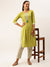 ZOLA Round Neck Cotton All over Floral Block Print 3/4th Sleeves Light Green Kurta Set For Women