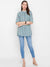 Buy online Cotton Sky Blue Floral Print Ethnic Wear Tunics For Women