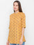 Yellow Floral Print Tunic For Women