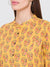 Cotton Yellow Floral Print Tunic For Women