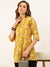 Mandarin Collar Yellow Aline Tunic For Women