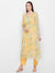 Round neck Lemon Color Ethnic Wear Kaftan Set for Women
