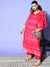 ZOLA Exclusive V-Neck Chiffon Tie-Dye Print Hot Pink Fit & Flare Kaftan Set with Pants For Women