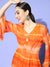 ZOLA Exclusive V-Neck Chiffon Tie-Dye Print Orange Flared Kaftan For Women