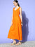 ZOLA Exclusive V-Neck Chiffon Tie-Dye Print Orange Flared Kaftan For Women