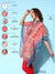 ZOLA Mandarin Collar Chiffon All Over Multi Color Abstract Print  Flared Kaftan For Women