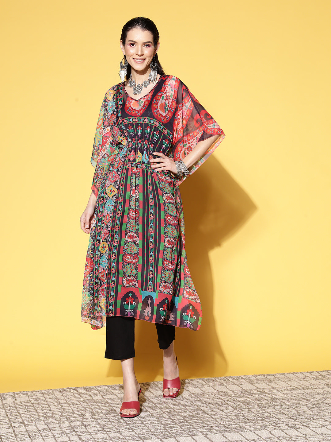 MultiColor Fit & Flare Kaftan Set For Women