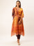 V Neckline Chiffon All over Mixed Prints Mustard Loose fit Kaftan set For Women - ZOLA