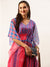ZOLA Exclusive V Neckline Chiffon All over Mixed Prints Blue Loose fit Kaftan set For Women