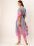 V Neckline Chiffon All over Mixed Prints Pink Loose fit Kaftan set For Women - ZOLA