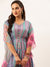 ZOLA Exclusive V Neckline Chiffon All over Mixed Prints Pink Loose fit Kaftan set For Women