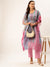 V Neckline Chiffon All over Mixed Prints Pink Loose fit Kaftan set For Women - ZOLA