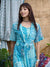 ZOLA Square Neck Chiffon All Over Mixed Ethnic Print Light Blue Fit & Flare Ethnic Dress For Women