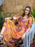 ZOLA Square Neck Chiffon All Over Floral & Ethnic Print Mustard Fit & Flare Ethnic Dress For Women