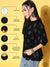 ZOLA Exclusive Mandarin neck Cotton Block Print Hip Length 3/4th Sleeves Black Flared Tunic For Women