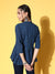 Hip Length Blue Flared Tunic For Women