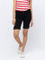 ZOLA Black Solid Pencil Fit Above Knee Denim Shorts for Women