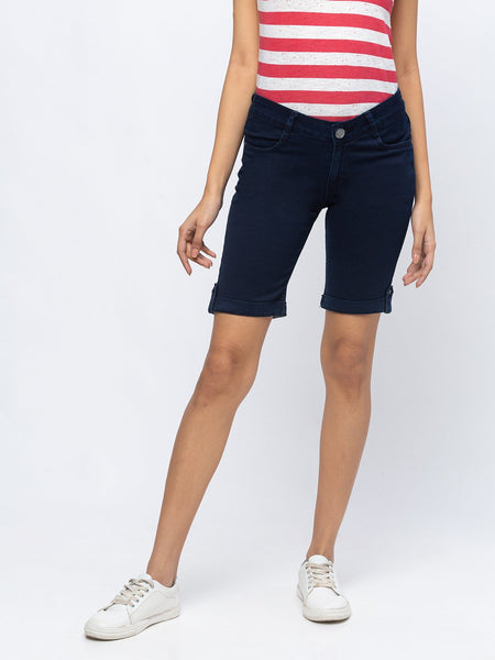 Womens Denim Shorts Magic Shaping High Waist Summer Knee Length Shorts |  eBay