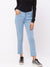 ZOLA Ice Blue Pencil Fit Culottes Length Jeans for Women