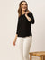 Zola Black Georgette Shirt Collar 3/4th Sleeves Formal Wear Shirt For Women