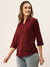 Zola Maroon Georgette Shirt Collar 3/4th Sleeves Formal Wear Shirt For Women